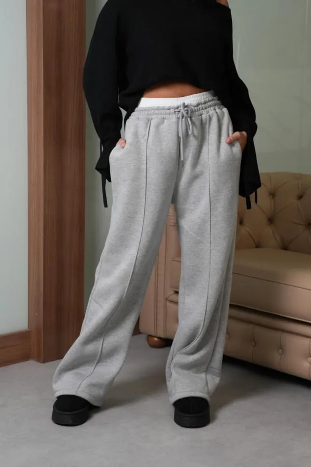 Women Jogging Large Gris Avec Empicement Blanc Grey Brentiny Paris White Tops Women Jogging Large Gris Avec Empicement Blanc Grey Brentiny Paris White Tops