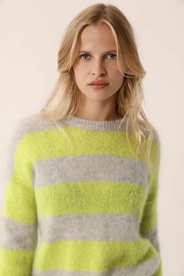 Women Jumper Banelle Gris ChineLuciole Pull Mohair Gris Et Jaune Des Petits Hauts Jumpers and Cardigans