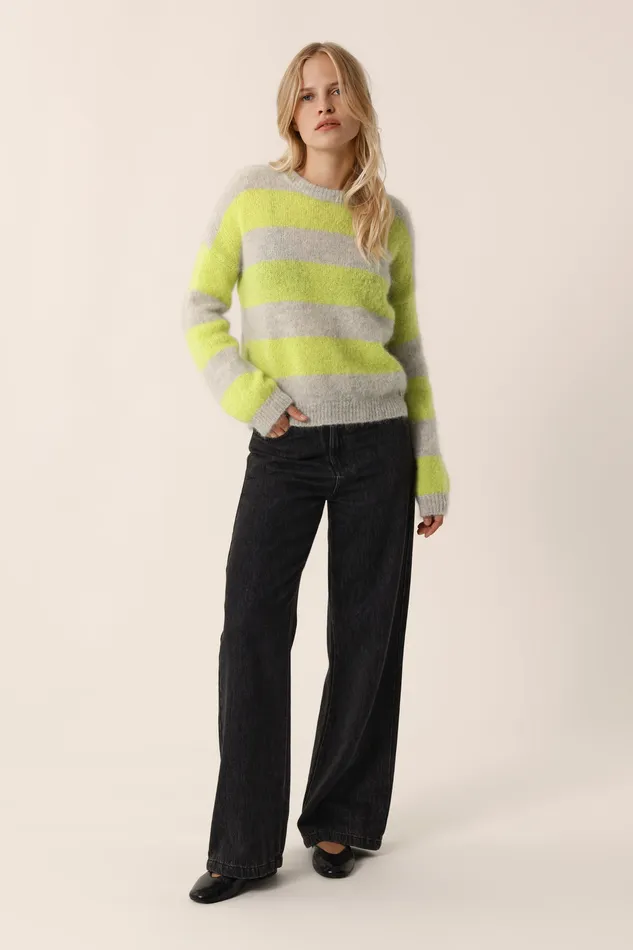 Women Jumper Banelle Gris ChineLuciole Pull Mohair Gris Et Jaune Des Petits Hauts Jumpers and Cardigans