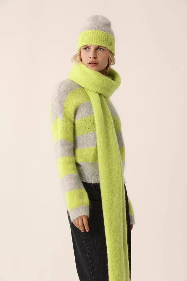 Women Jumper Banelle Gris ChineLuciole Pull Mohair Gris Et Jaune Des Petits Hauts Jumpers and Cardigans