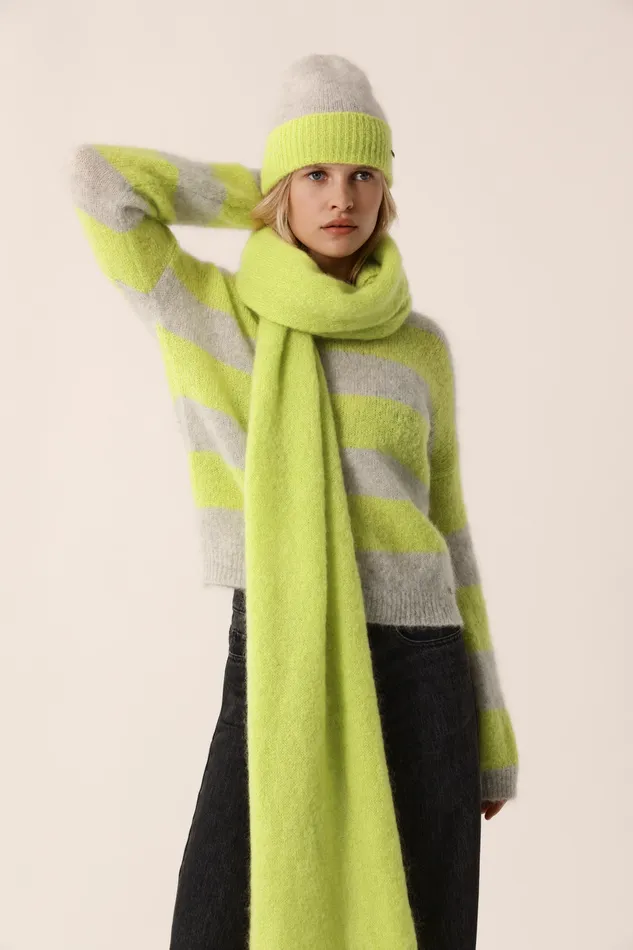 Women Jumper Banelle Gris ChineLuciole Pull Mohair Gris Et Jaune Des Petits Hauts Jumpers and Cardigans