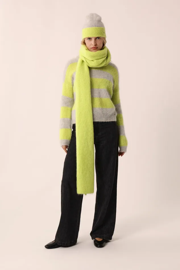 Women Jumper Banelle Gris ChineLuciole Pull Mohair Gris Et Jaune Des Petits Hauts Jumpers and Cardigans