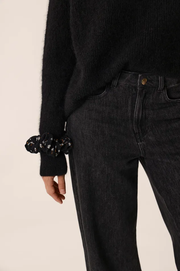 Women Jumper Bergamote Noir Pull Alpaga Superfine Noir Des Petits Hauts Jumpers and Cardigans