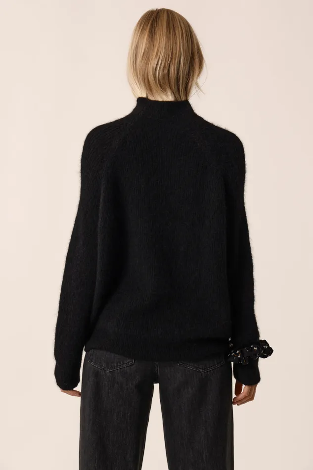 Women Jumper Bergamote Noir Pull Alpaga Superfine Noir Des Petits Hauts Jumpers and Cardigans