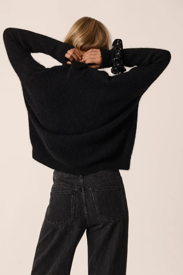 Women Jumper Bergamote Noir Pull Alpaga Superfine Noir Des Petits Hauts Jumpers and Cardigans