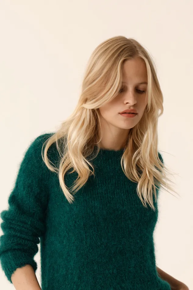 Women Jumper Chouky Toundra Pull Mohair Vert Fonc Des Petits Hauts Jumpers and Cardigans