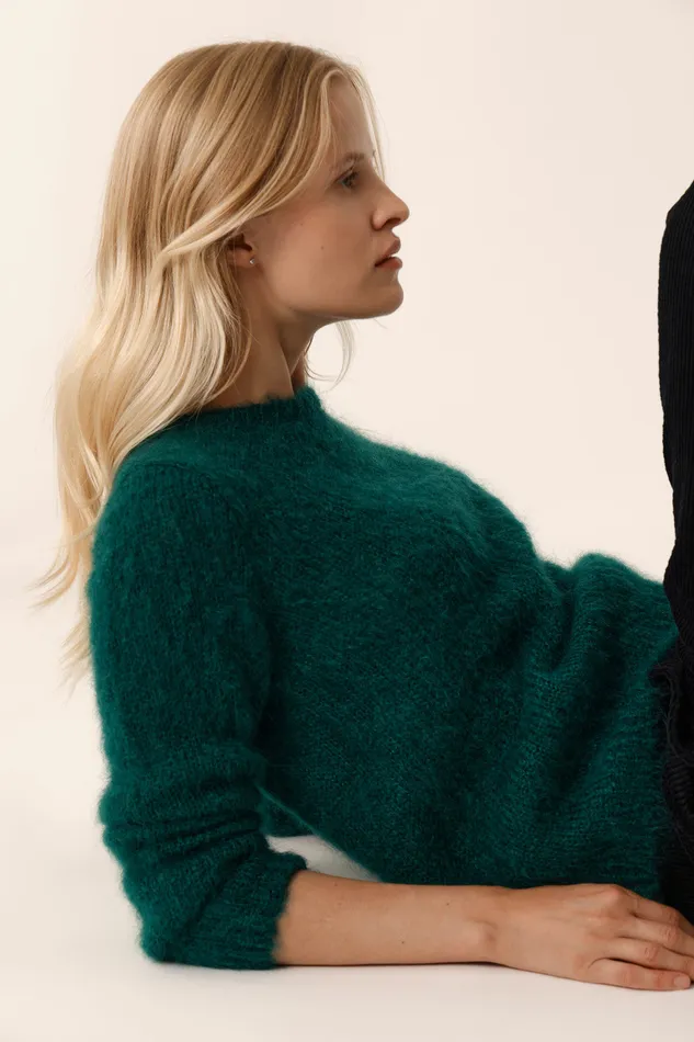 Women Jumper Chouky Toundra Pull Mohair Vert Fonc Des Petits Hauts Jumpers and Cardigans