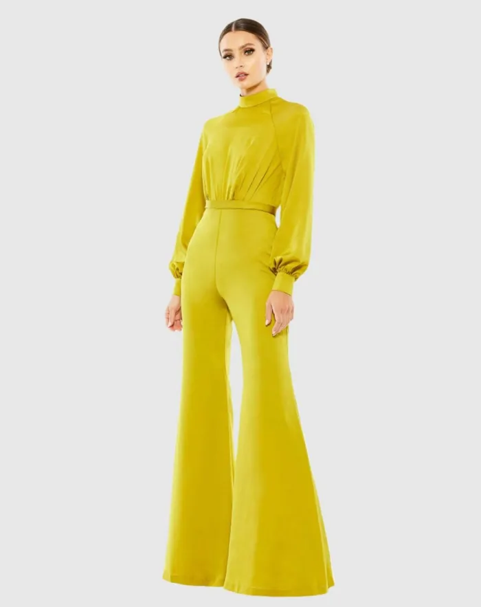 Women Jumpsuits and Rompers Mac Duggal Satin Raglan Long Sleeve High Neck Jumpsuit Chartreuse Women Jumpsuits and Rompers Mac Duggal Satin Raglan Long Sleeve High Neck Jumpsuit Chartreuse