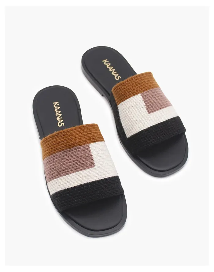 Women KAANAS LOLA HANDWOVEN GEOMETRIC SANDAL Taupe Madewell Sandals