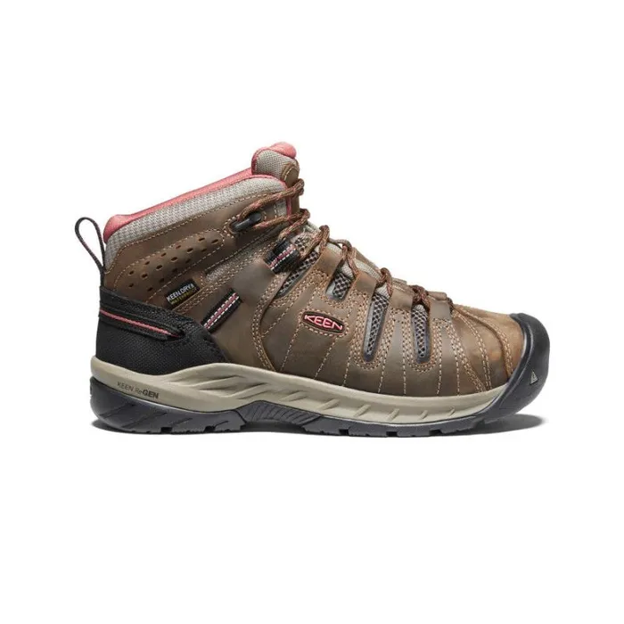 Women KEEN Hike 6quot Brown Work Boots 8211 Flint II Mid WP Soft Toe