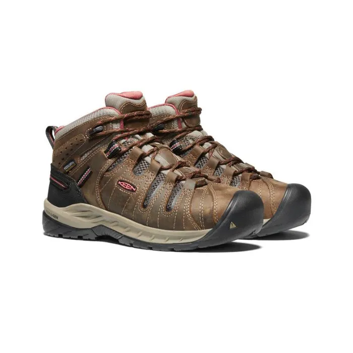 Women KEEN Hike 6quot Brown Work Boots 8211 Flint II Mid WP Soft Toe