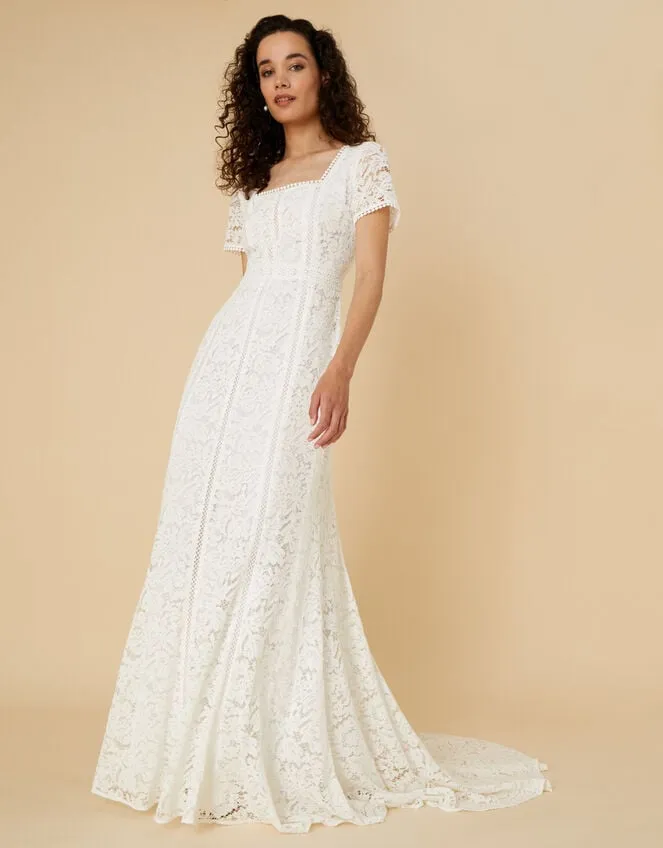 Women Kim Square Neck Lace Bridal Dress Ivory Monsoon Dresses