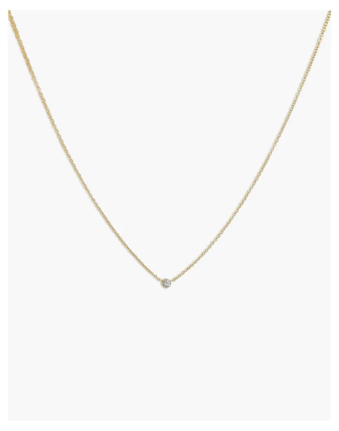 Women Kinn 14k Gold Round Diamond Necklace 16034 Chain Gold Madewell 14K GoldPlated