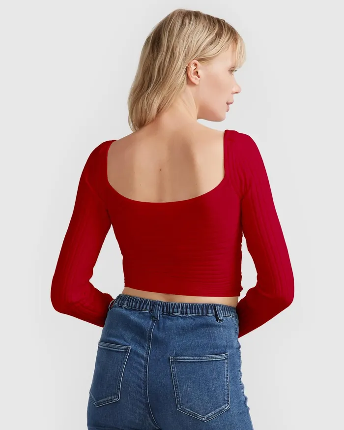Women Knitwear Belle and Bloom Forget Me Not Knit Crop 8211 Red