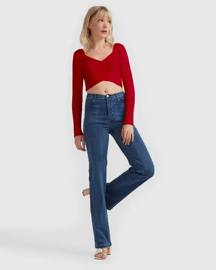 Women Knitwear Belle and Bloom Forget Me Not Knit Crop 8211 Red