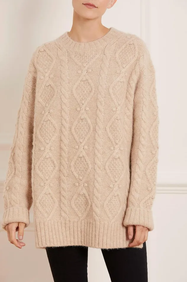 Women Knitwear Needle and Thread Sylvie Cable Longline Jumper Beige