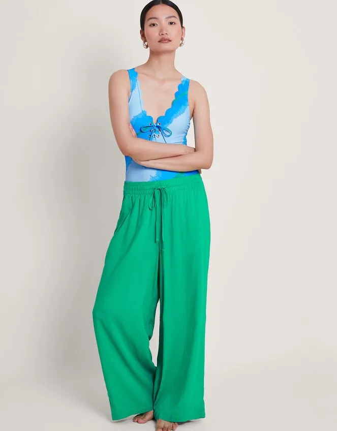 Women Lana Wide Leg Trousers Green Monsoon Beachwear and Swimwear