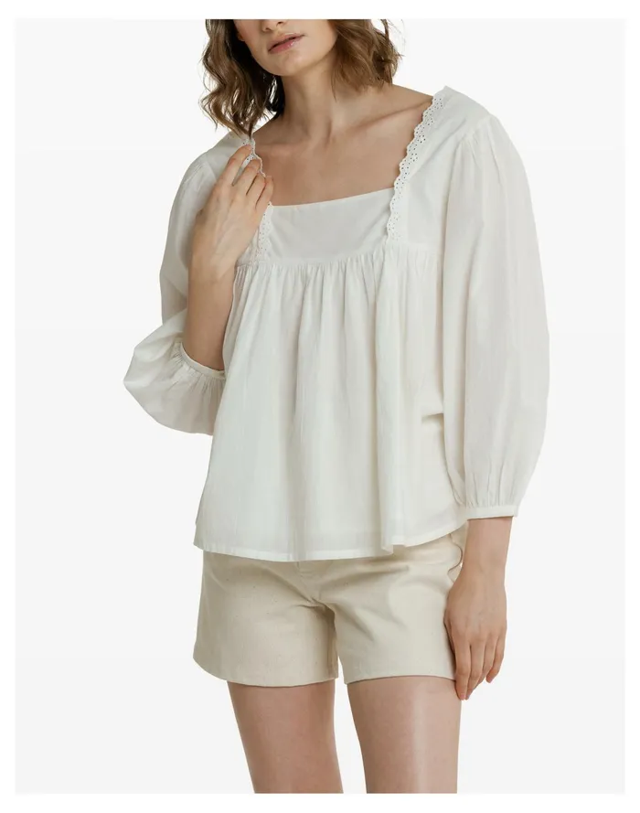 Women LAUDE The Label Square Neck Top Ivory White Madewell Tops and Shirts