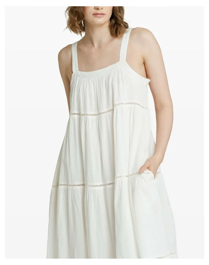 Women LAUDE The Label Strappy Tiered Maxi Ivory White Madewell Dresses Women LAUDE The Label Strappy Tiered Maxi Ivory White Madewell Dresses