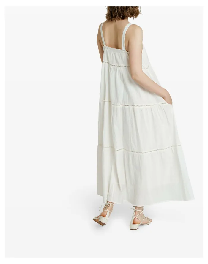 Women LAUDE The Label Strappy Tiered Maxi Ivory White Madewell Dresses Women LAUDE The Label Strappy Tiered Maxi Ivory White Madewell Dresses