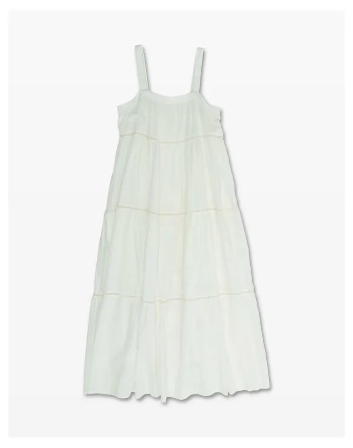 Women LAUDE The Label Strappy Tiered Maxi Ivory White Madewell Dresses Women LAUDE The Label Strappy Tiered Maxi Ivory White Madewell Dresses