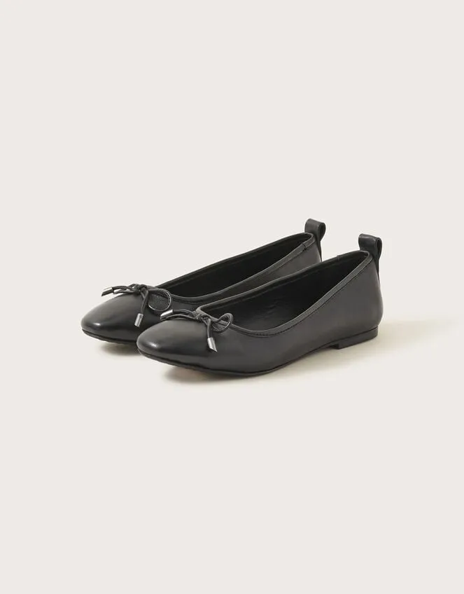 Women Leather Ballet Flats Black Monsoon Sandals