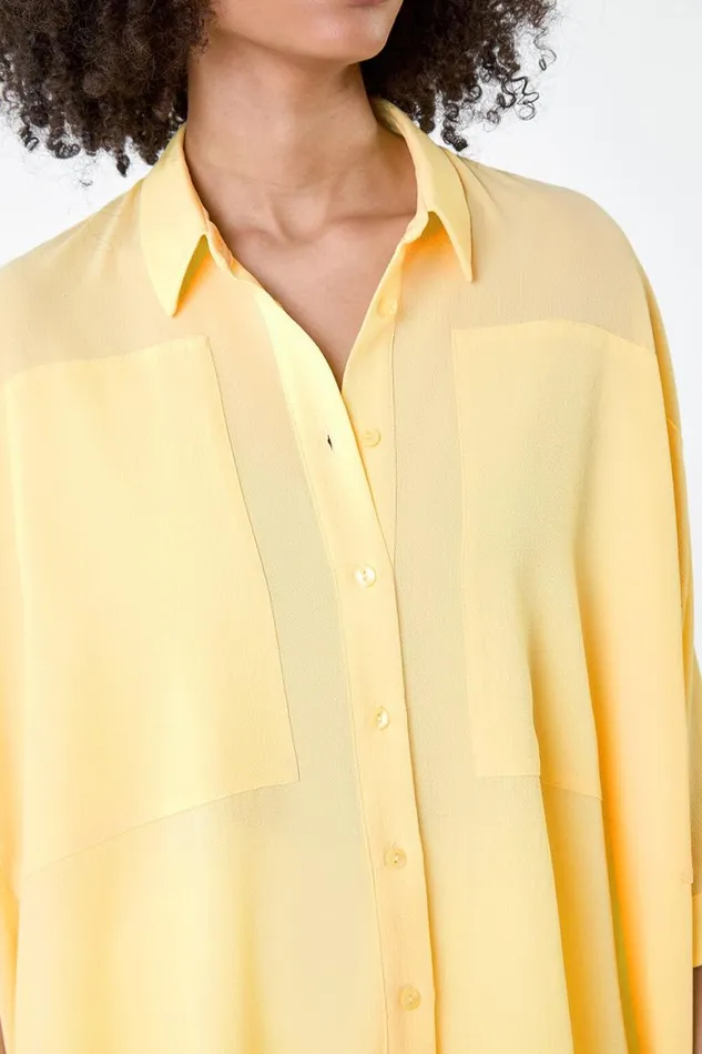 Women Lemon Relaxed Smart Stretch Shirt Roman Tops