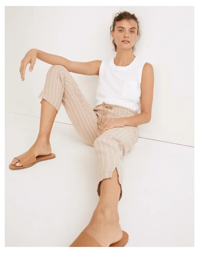 Women Lightestspun Beach Cover Up Pants In Stripe Seed Khaki Madewell Swim