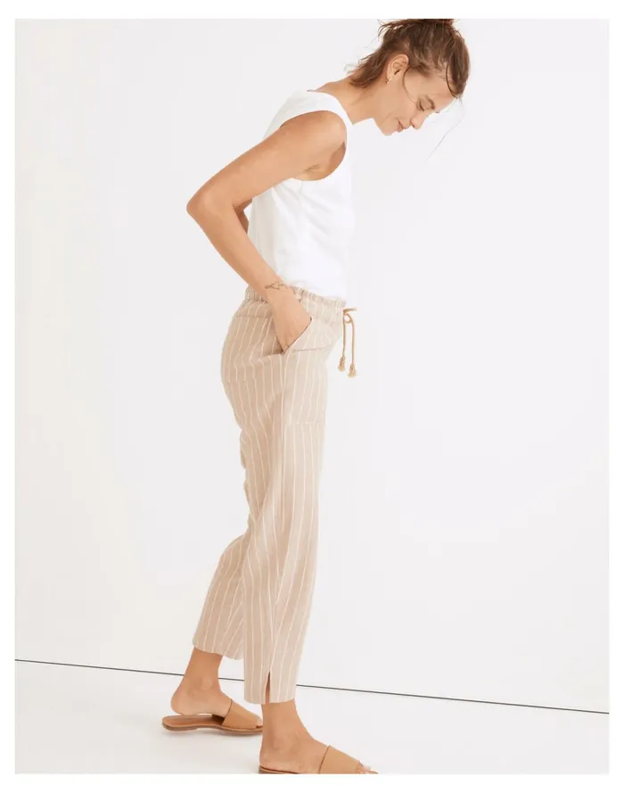 Women Lightestspun Beach Cover Up Pants In Stripe Seed Khaki Madewell Swim Women Lightestspun Beach Cover Up Pants In Stripe Seed Khaki Madewell Swim