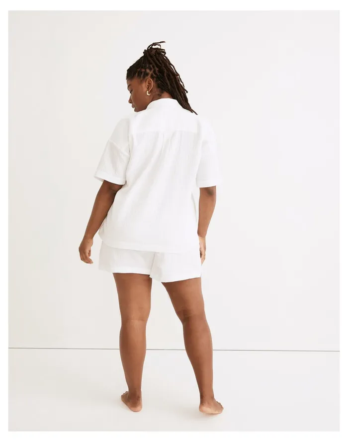 Women Lightestspun Oversized Short Pajama Set Eyelet White Madewell Pajamas Women Lightestspun Oversized Short Pajama Set Eyelet White Madewell Pajamas