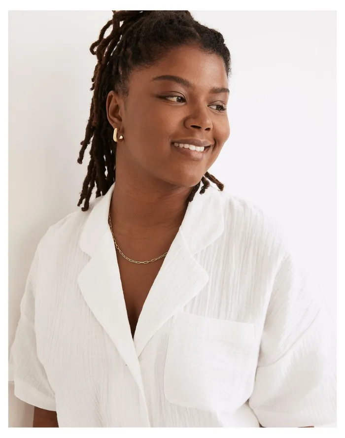 Women Lightestspun Oversized Short Pajama Set Eyelet White Madewell Pajamas Women Lightestspun Oversized Short Pajama Set Eyelet White Madewell Pajamas