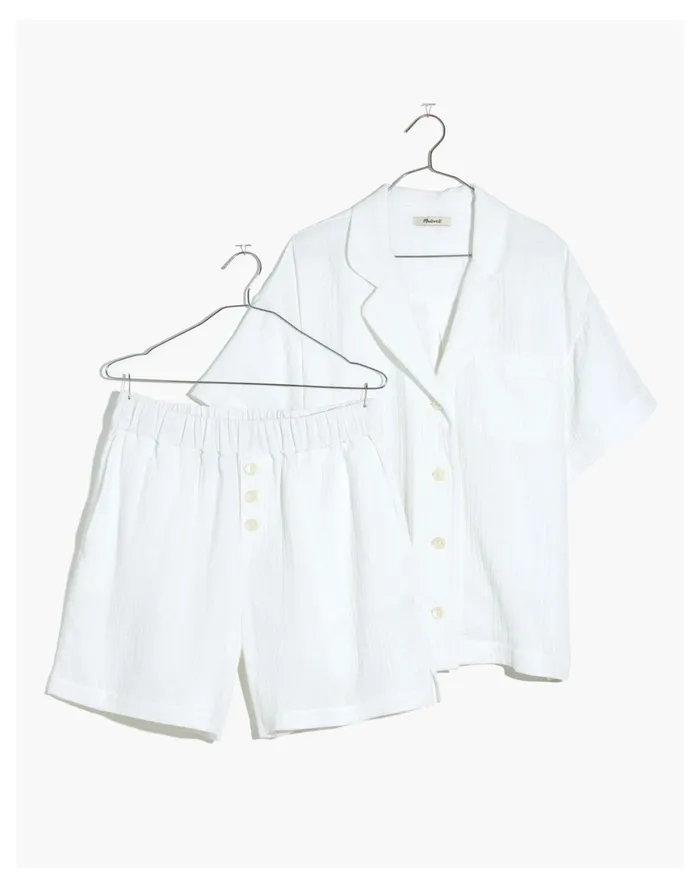 Women Lightestspun Oversized Short Pajama Set Eyelet White Madewell Pajamas Women Lightestspun Oversized Short Pajama Set Eyelet White Madewell Pajamas