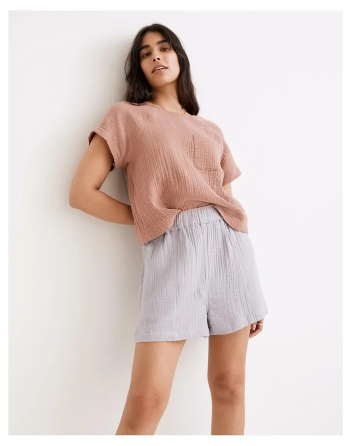 Women Lightspun Easy Pull On Shorts Faded Lavender Madewell Shorts