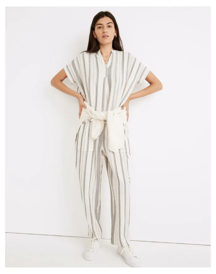 Women Lightspun Lakeline Popover Shirt In Jacquard Stripe Antique Cream Madewell Tops and Shirts Women Lightspun Lakeline Popover Shirt In Jacquard Stripe Antique Cream Madewell Tops and Shirts