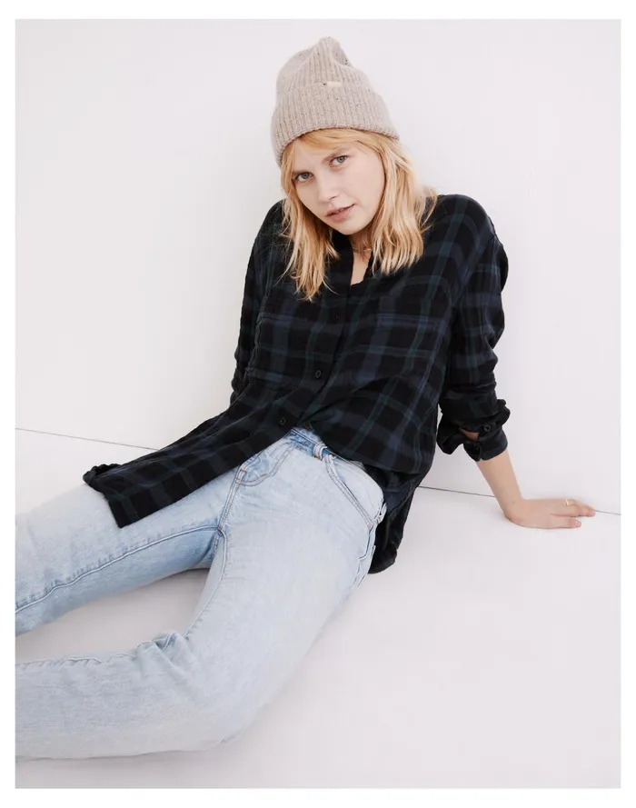 Women Lightspun Oversized Ex Boyfriend Swing Shirt In Heisley Plaid Dark Baltic Madewell Tops and Shirts Women Lightspun Oversized Ex Boyfriend Swing Shirt In Heisley Plaid Dark Baltic Madewell Tops and Shirts