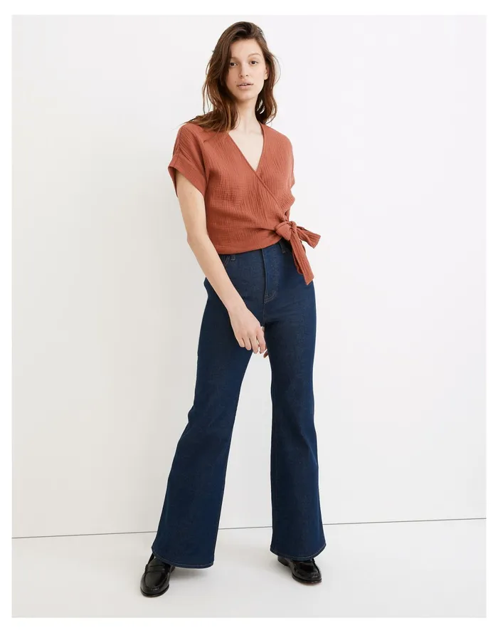 Women Lightspun Wrap Top Weathered Brick Madewell Tops and Shirts