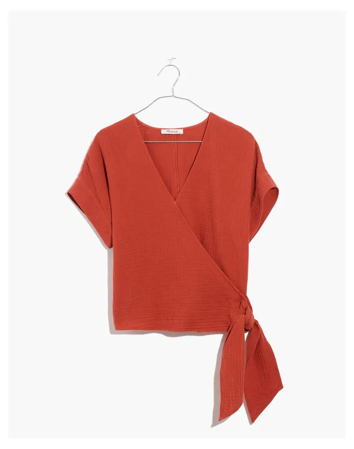 Women Lightspun Wrap Top Weathered Brick Madewell Tops and Shirts