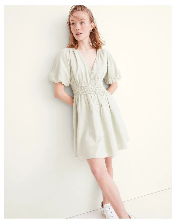 Women Linen Blend Sophia Mini Dress Sunfaded Mint Madewell Dresses