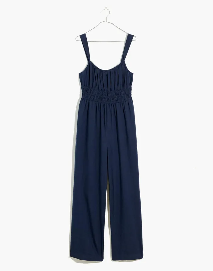 Women Linen Blend Sophie Tank Wide Leg Jumpsuit Dark Baltic Madewell Jumpsuits and Overalls Women Linen Blend Sophie Tank Wide Leg Jumpsuit Dark Baltic Madewell Jumpsuits and Overalls