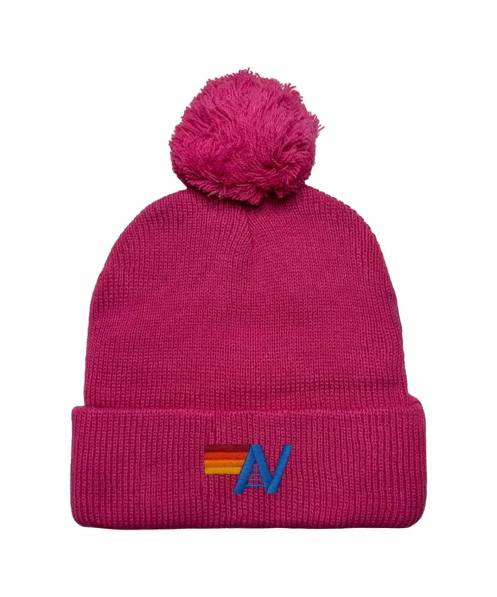 Women LOGO POM RIB BEANIE 8211 HOT PINK Aviator Nation Beanies
