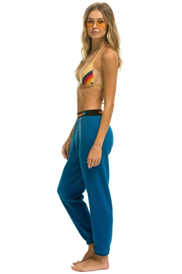 Women LOGO STRIPE SWEATPANTS 8211 CARIBBEAN Aviator Nation Sweatpants Women LOGO STRIPE SWEATPANTS 8211 CARIBBEAN Aviator Nation Sweatpants