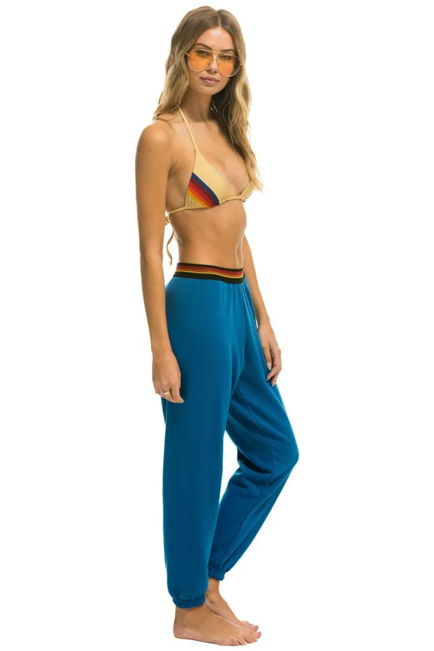 Women LOGO STRIPE SWEATPANTS 8211 CARIBBEAN Aviator Nation Sweatpants Women LOGO STRIPE SWEATPANTS 8211 CARIBBEAN Aviator Nation Sweatpants