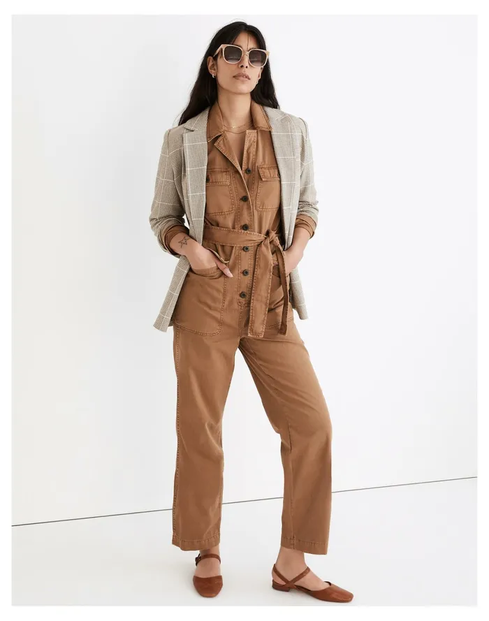 Women Long Sleeve Tie Waist Fatigue Jumpsuit Kraft Brown Madewell Jumpsuits and Overalls Women Long Sleeve Tie Waist Fatigue Jumpsuit Kraft Brown Madewell Jumpsuits and Overalls