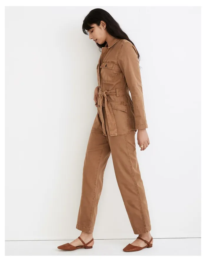 Women Long Sleeve Tie Waist Fatigue Jumpsuit Kraft Brown Madewell Jumpsuits and Overalls Women Long Sleeve Tie Waist Fatigue Jumpsuit Kraft Brown Madewell Jumpsuits and Overalls