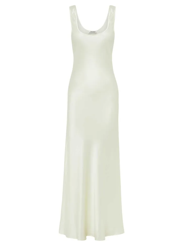 Women Maison Essentiele 8211 Scoop Neck Maxi In Ivory The UNDONE Dresses