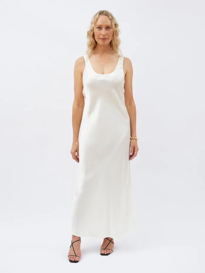 Women Maison Essentiele 8211 Scoop Neck Maxi In Ivory The UNDONE Dresses