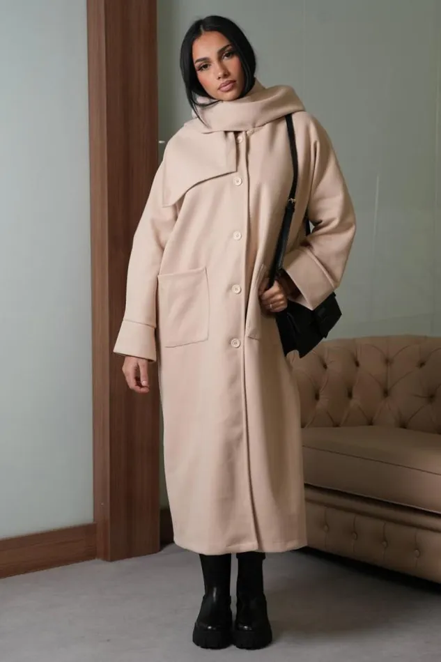 Women Manteau Beige Capuche Avec charpe Intgr Beige Brentiny Paris Jackets