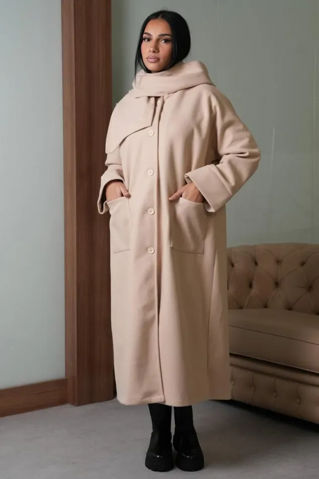 Women Manteau Beige Capuche Avec charpe Intgr Beige Brentiny Paris Jackets