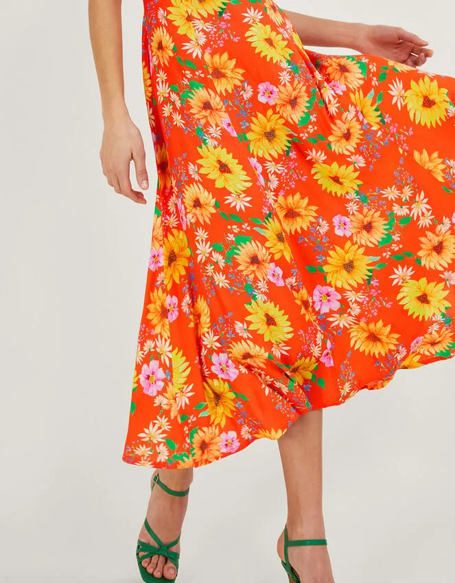 Women Manuela Sunflower Dress In Sustainable Viscose Orange Monsoon Occasionwear
