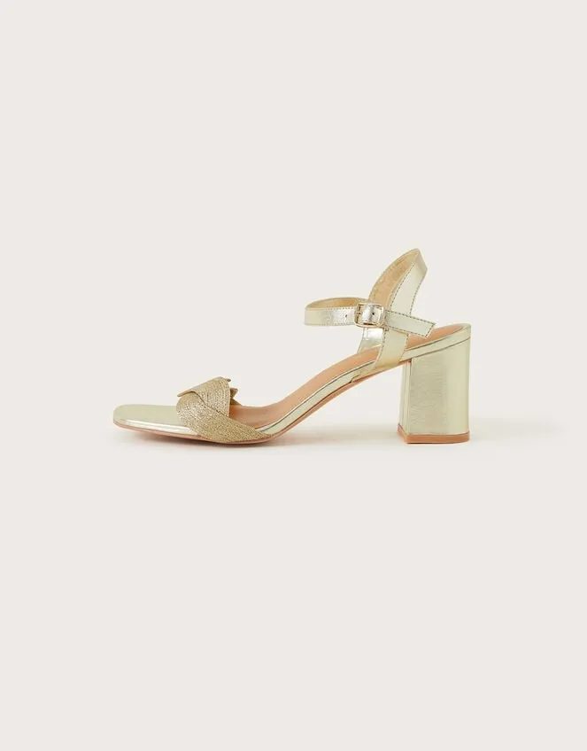 Women Massie Plait Detail Block Heeled Sandals Gold Monsoon Sandals